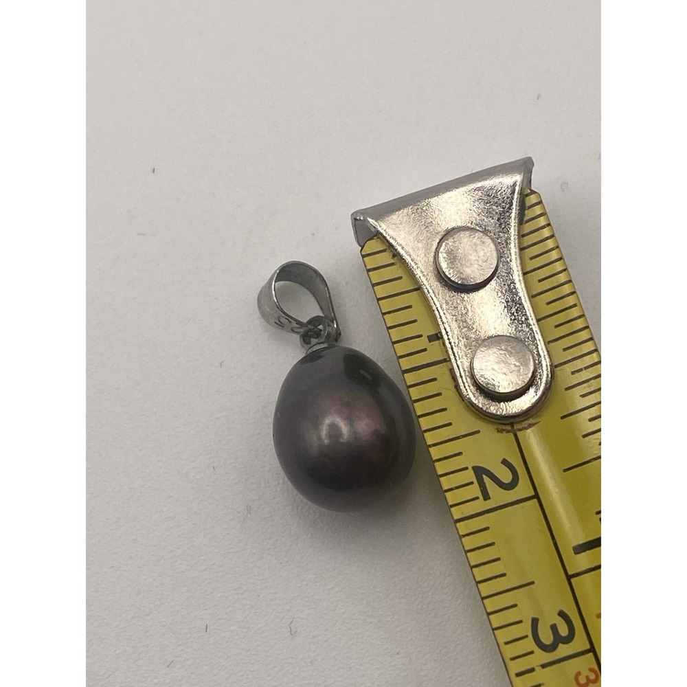 Dark Colored Drop Shaped Pearl With Silver 925 Bale Pendant